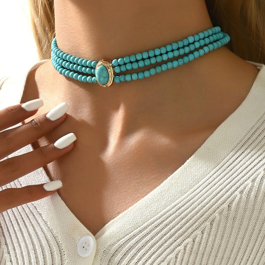 French Elegance: Green Malachite Layered Necklace