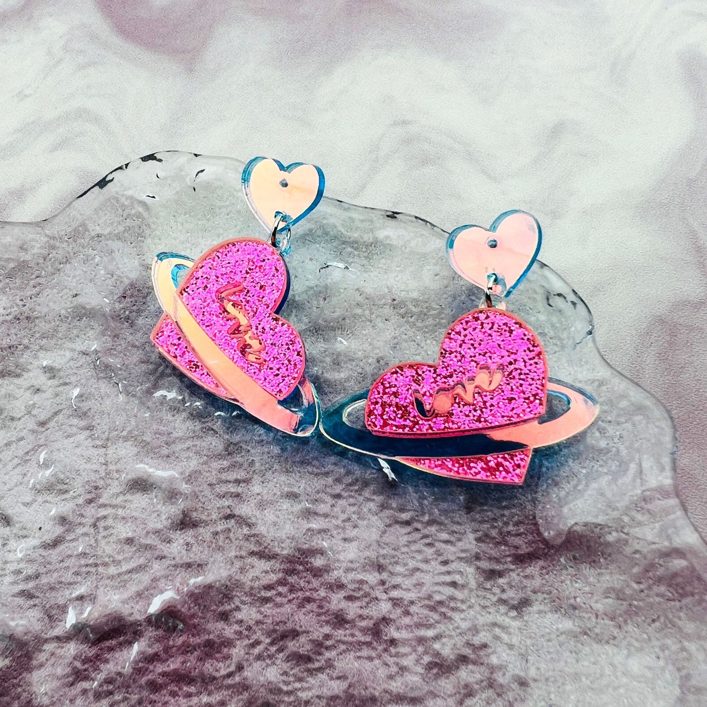 Pink Heart Galaxy Ear Cuffs for a Party Night Out