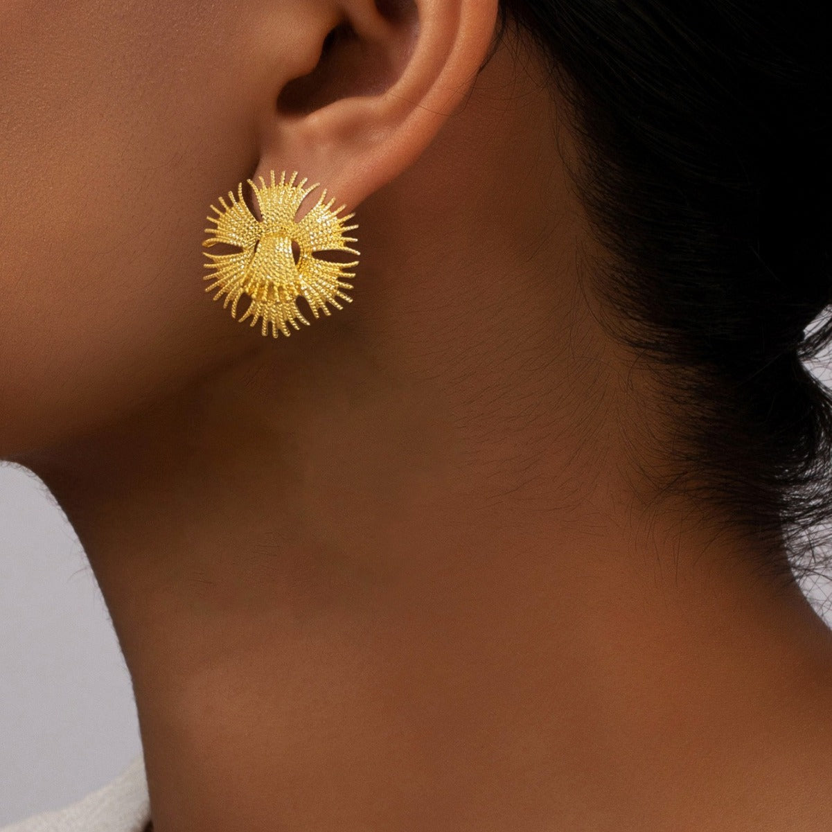 Unique Textured Sunflower Earrings